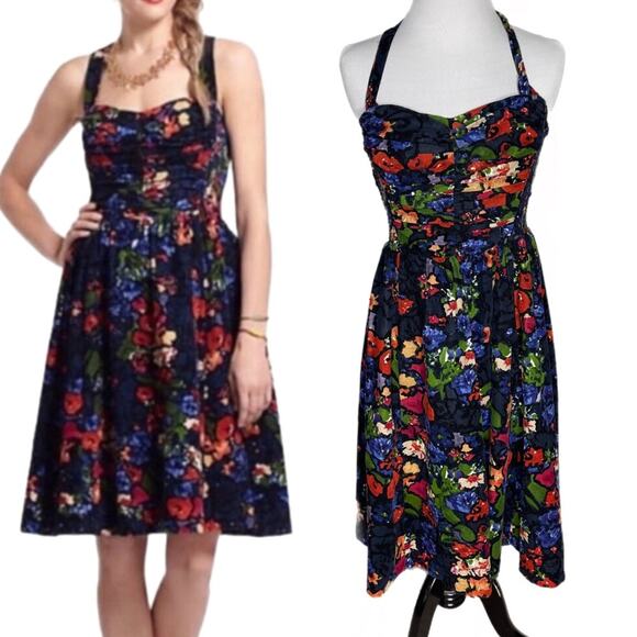 Anthropologie HD in Paris Paca Floral Corduroy Halter Dress Size 0 - Picture 8 of 8